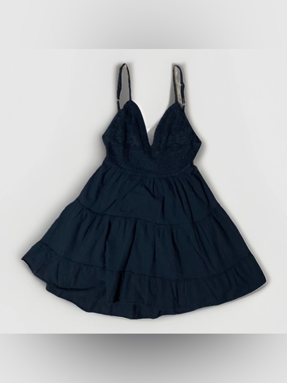 Blanco By Nature Black Tiered Mini Dress Medium M Boho Open Back Tie Peru Cotton
